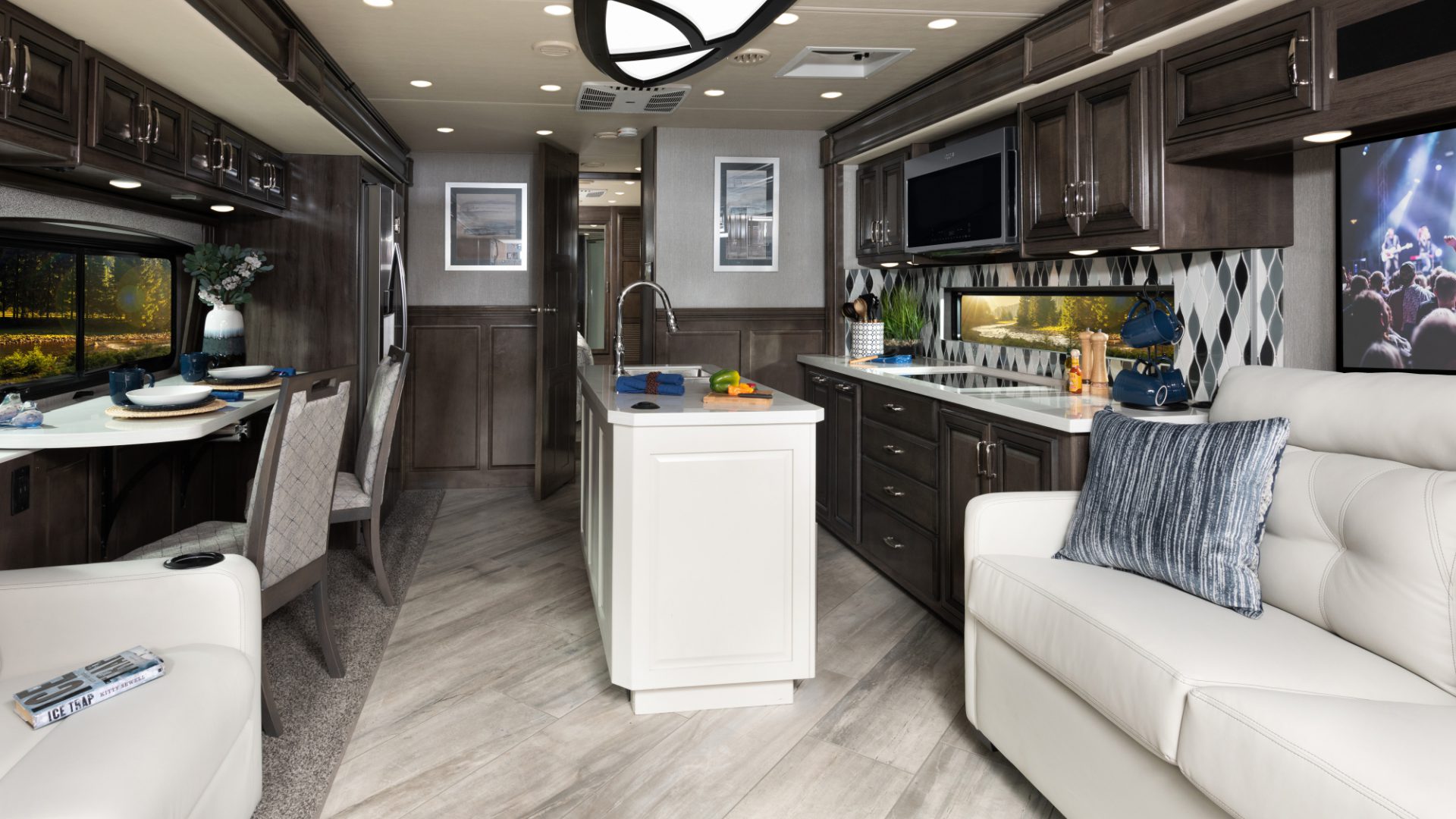 Discovery 36Q Enclave Decor with Greystone Cabinetry