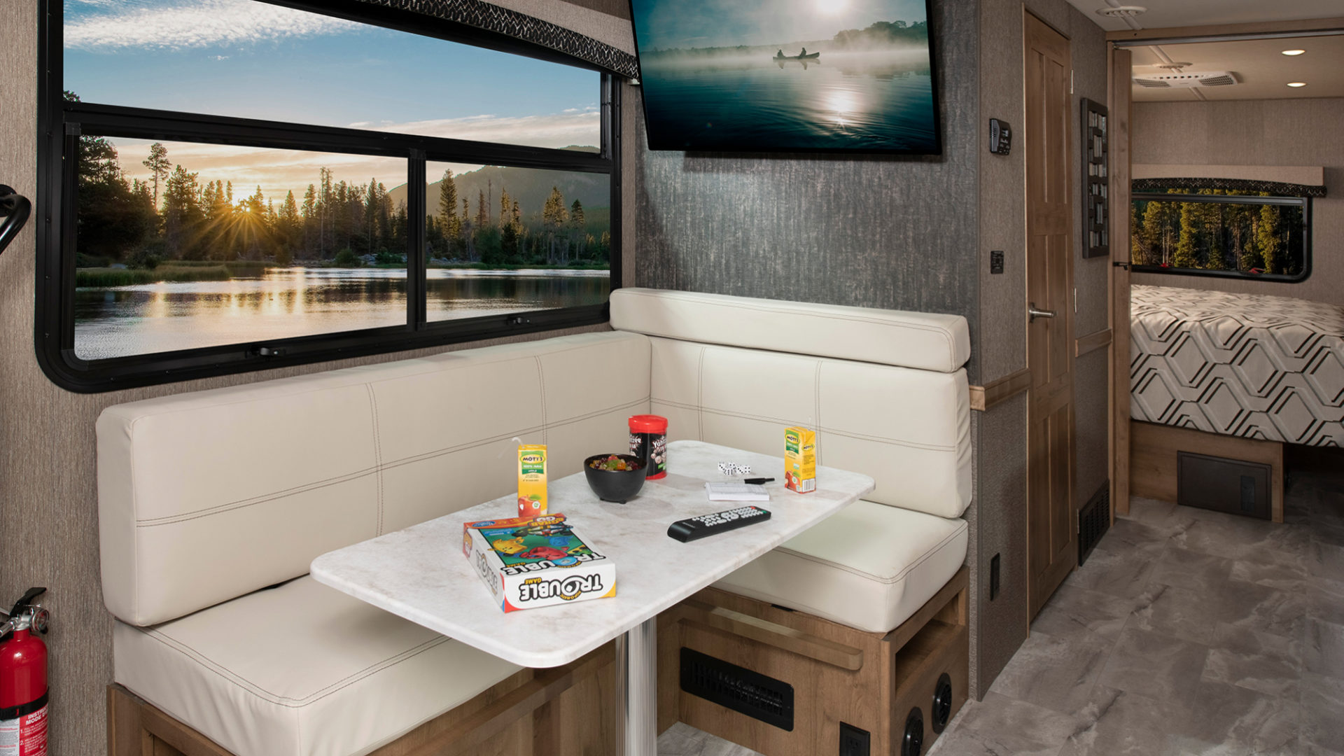 Flair 29M Driftwood décor with Cappuccino cabinetry