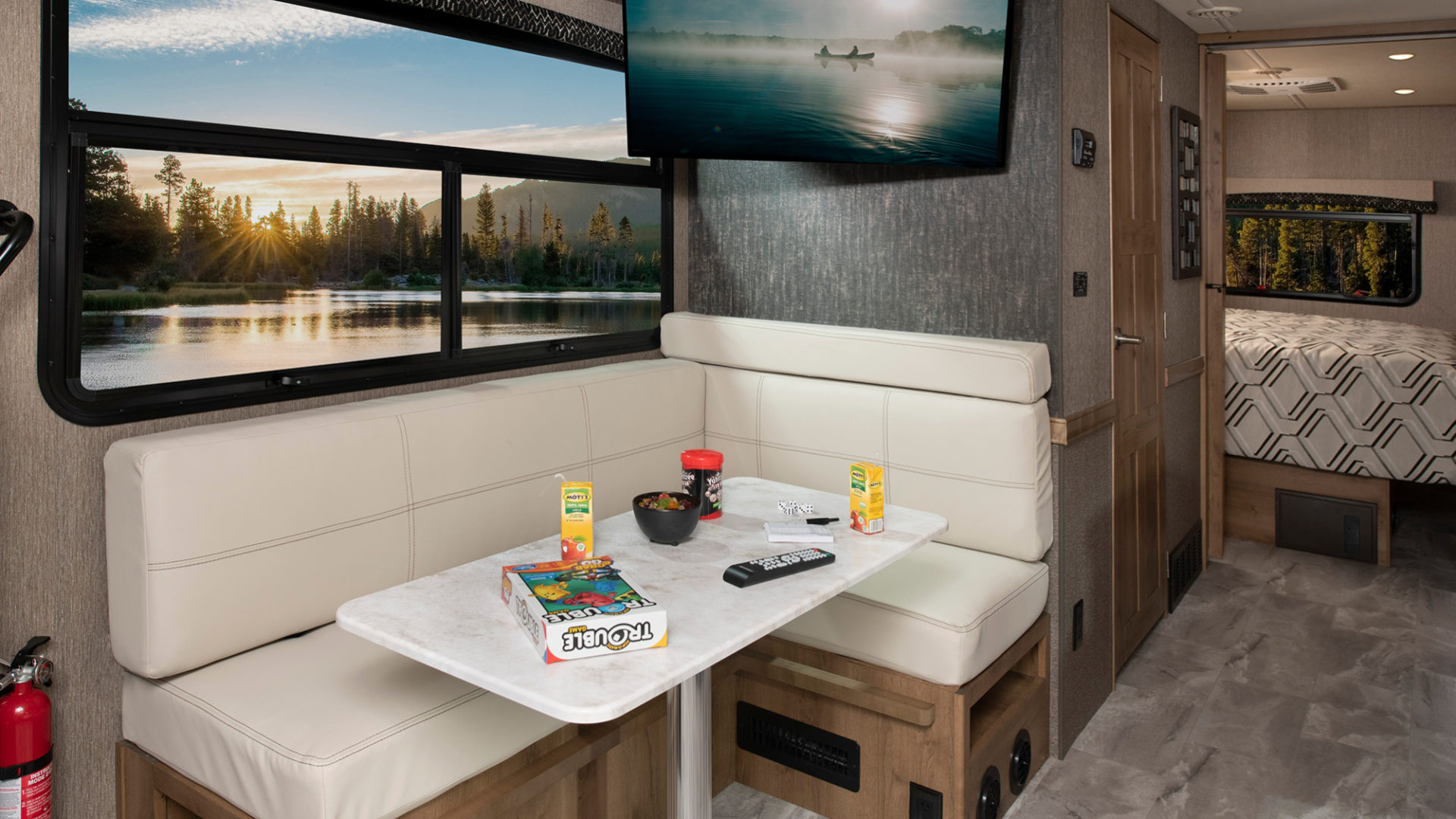 Flair 29M Driftwood décor with Cappuccino cabinetry