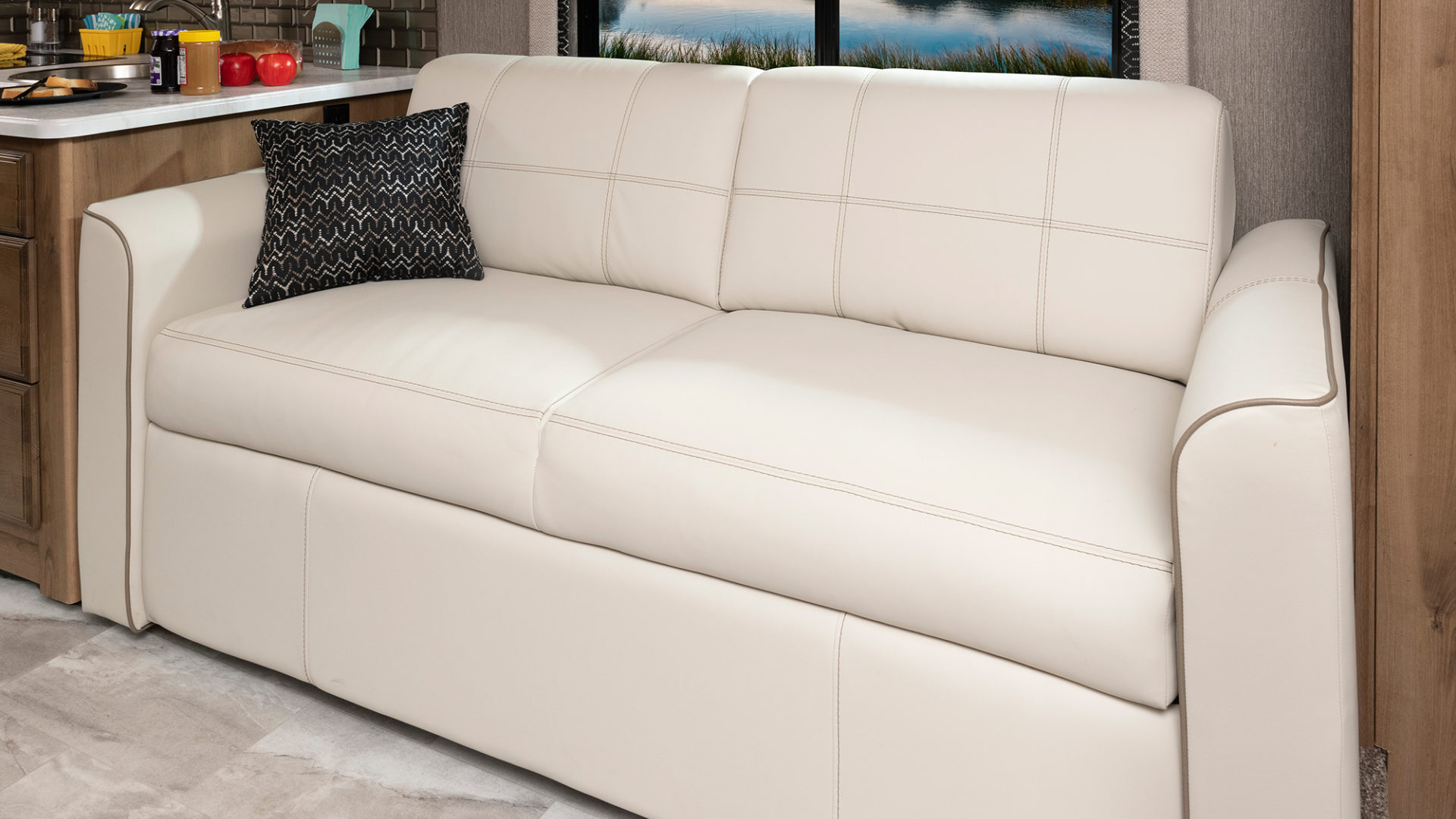 Flair 29M Driftwood décor with Cappuccino cabinetry