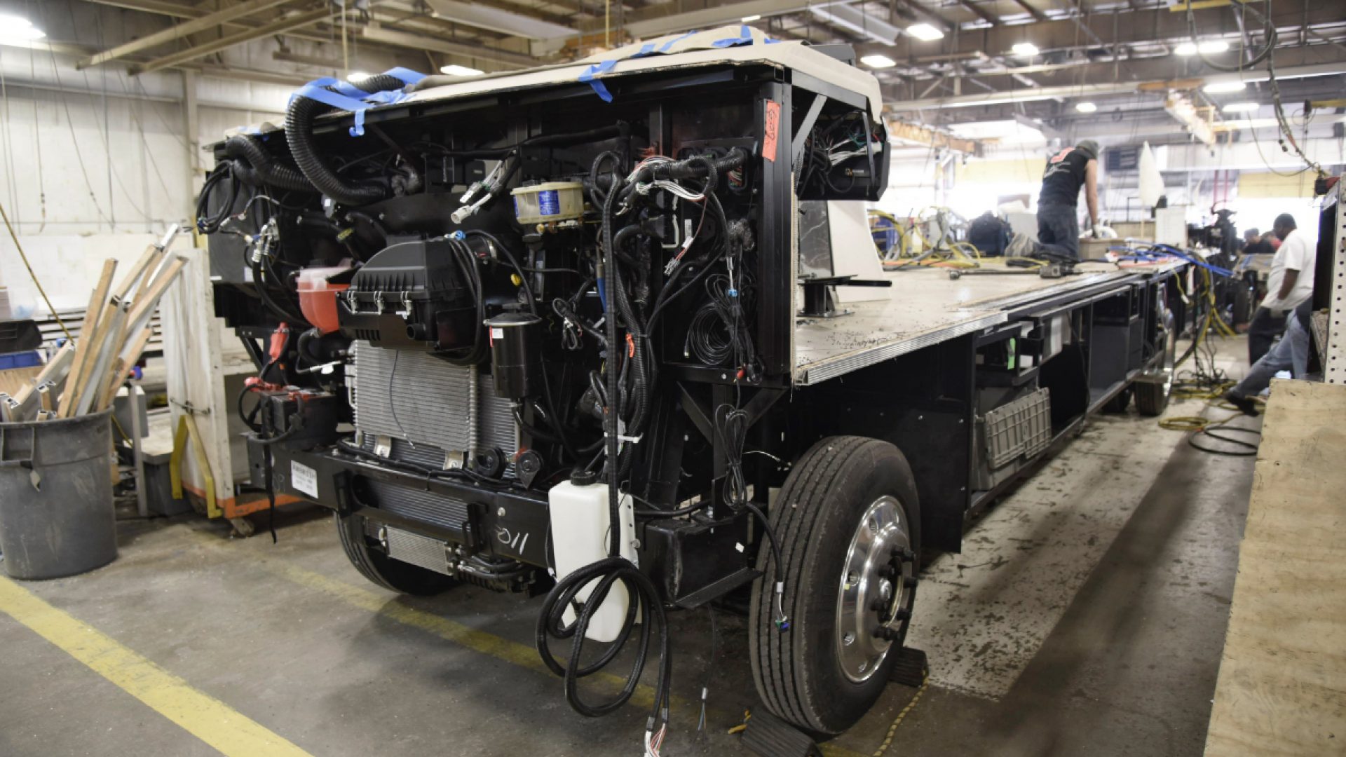 Vehicle being assembled