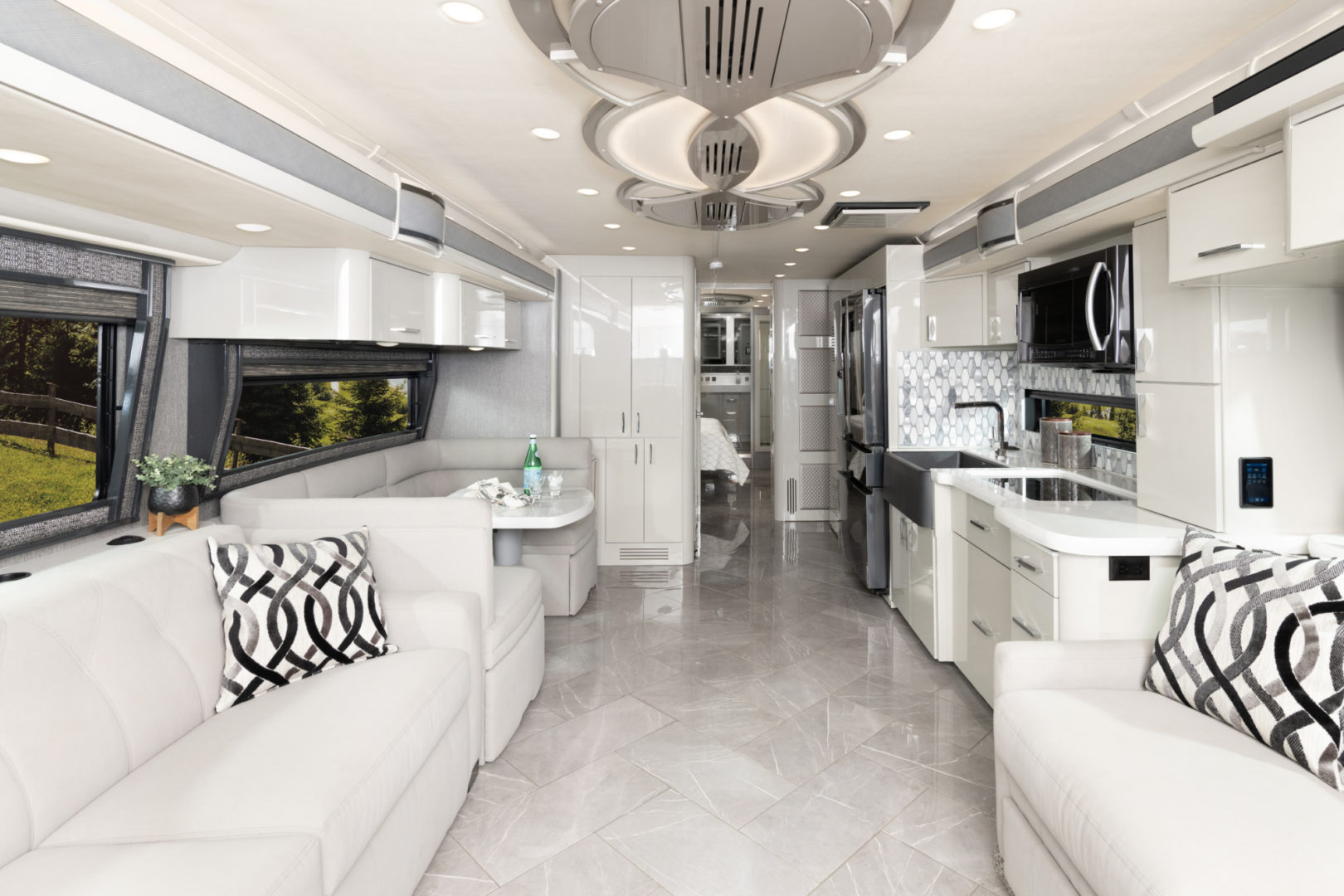 American Eagle 45G shown in Destination interior decor with Mindful Grey solid wood cabinetry