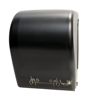 D TD0201 02 Black Translucent on Black Body Mechanical Roll Towel Dispenser