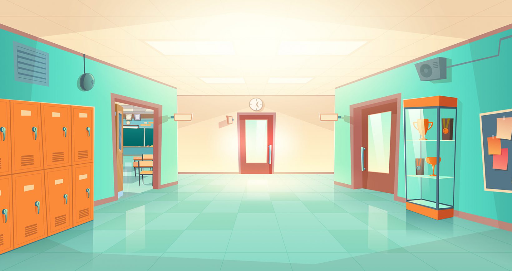 School hallway illustration